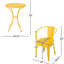 Mobilier de jardin bistro en fer jaune - 3 pièces en métal KD résistant