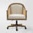 Ackeron Farmhouse 23.5"W Rattan Upholstered Office Task Chair with Solid Wood Arms and Base-1417006800