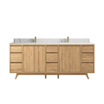 84'' Double Bathroom Vanity with Quartz Top