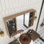Combo armoire à pharmacie murale 43,7 pouces avec porte miroir, tablettes réglables en verre, armoires de rangement