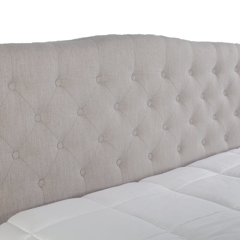 Lit tapissier avec 2 tables de chevet, Gris clair, Très grand