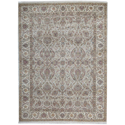 Tapis ivoire et chameau noué à la main de haute qualité