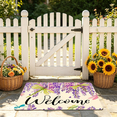 Tapis d'entrée 24 po x 36 po Wisteria Dragonfly Welcome