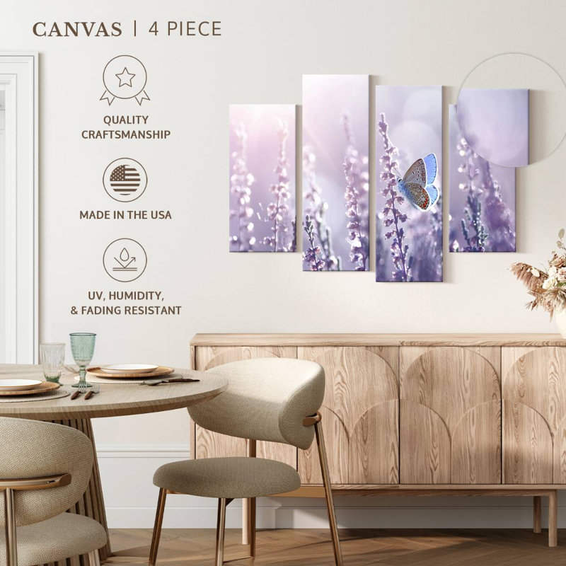 Lavender Flower Wall Art Multi Piece Canvas Print, H 27 po x l 43 po x P 1,25 po