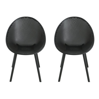 Dining Chair  2  - Black Plastic Chairs For Outdoor Glamorous Appeal 2Pcs