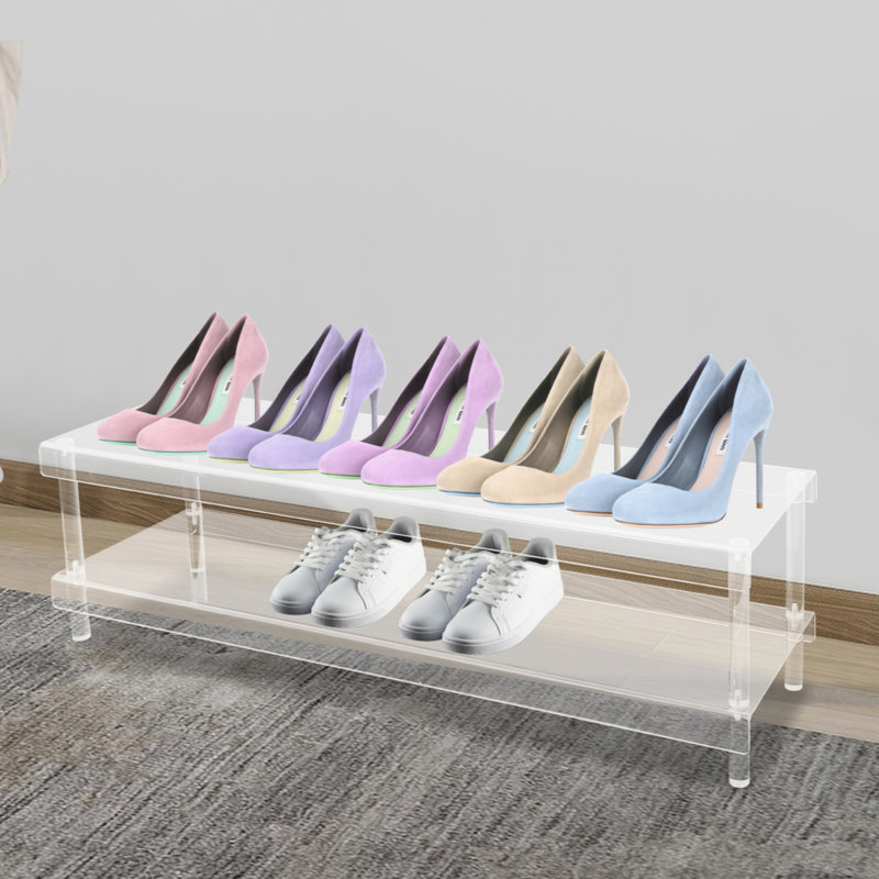 Acrylic Long Shoe Rack, Shoe Organizer Stand, 2 Tier Acrylic Shoe Rack