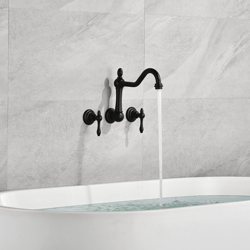 2 Handle Bathroom Bath Faucet, Black