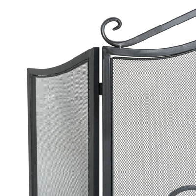 Pare-feu en fer à 3 panneaux Onyx 54 po × 31,5 po, fini noir mat