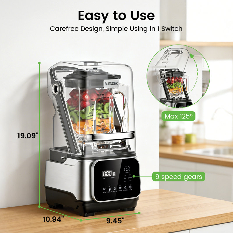 Mélangeur professionnel 2200W, grande capacité 68 oz, 6 programmes préréglés pour la cuisine à domicile