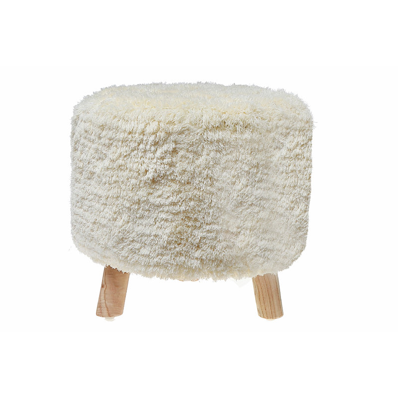 Pouf en bois tissé à la main, Crème