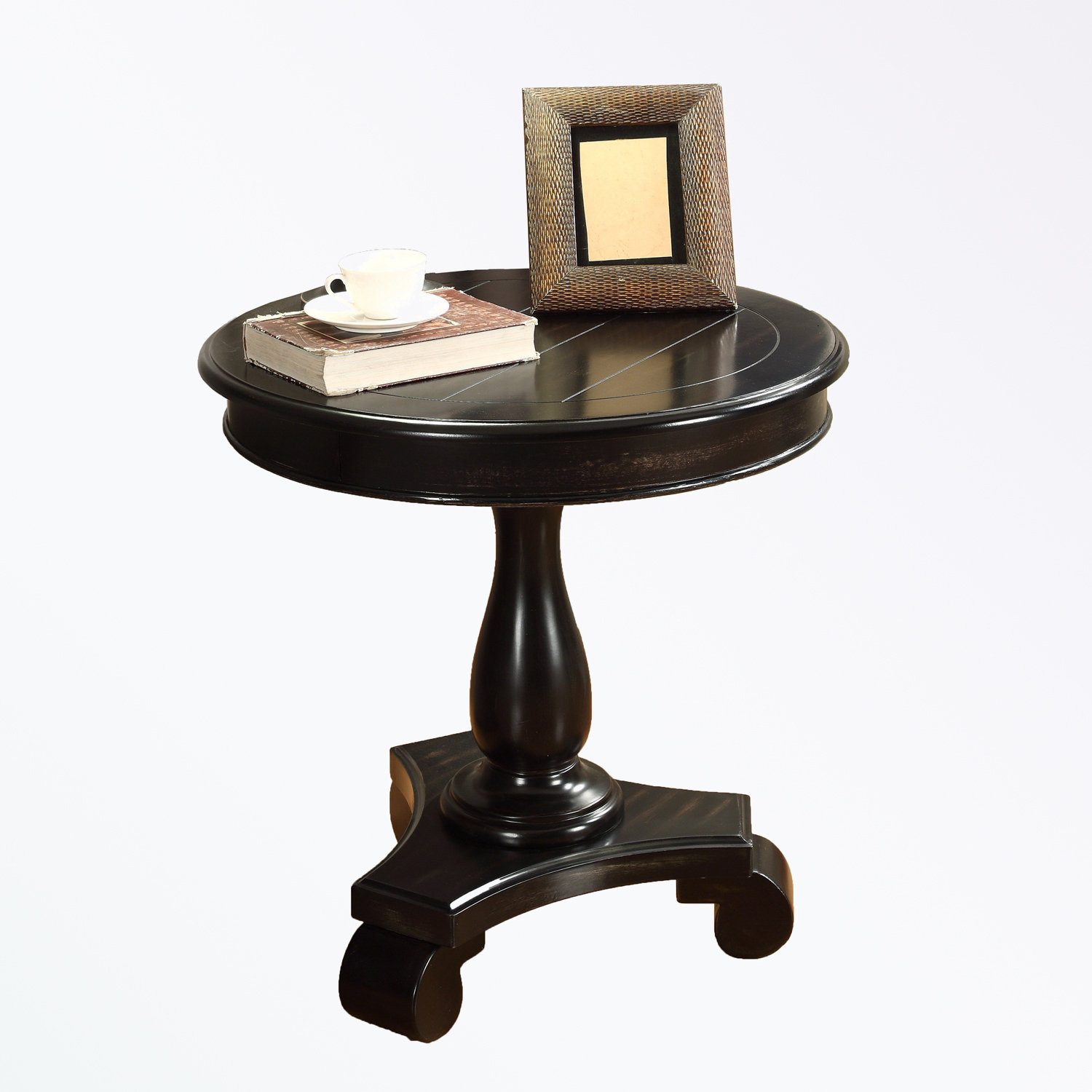 Canora Grey Round wooden frame end Table with sturdy Pedestal Wayfair