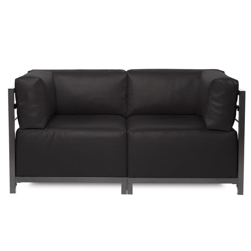 Woodsen Upholstered 65'' Loveseat, Titanium, 30" H x 65" W x 65" D,  Black Faux Leather