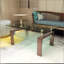 Table basse moderne en verre transparent avec rangement double couche pour le salon et le bureau-1066905428