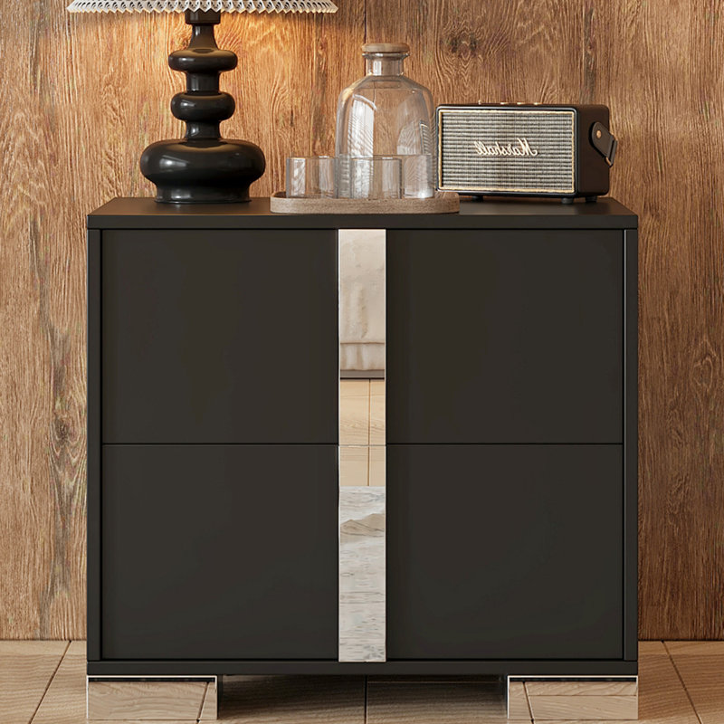 Table de chevet 2 tiroirs noire