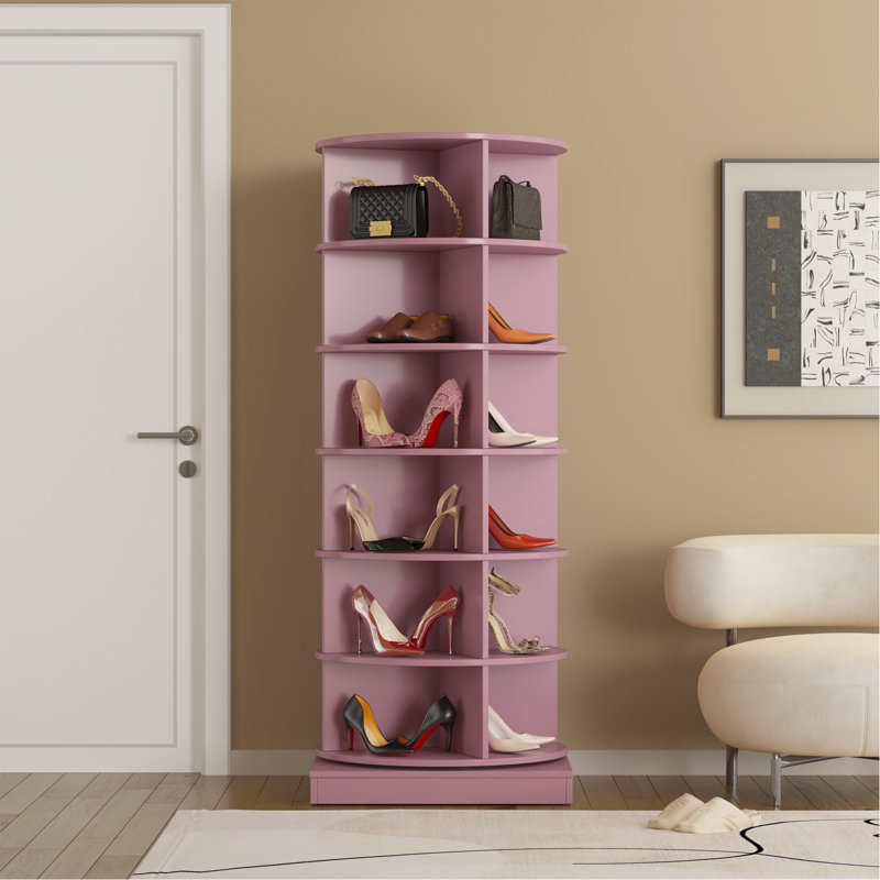 Range-chaussures rose rotatif 360 degrés 6 couches, Pink