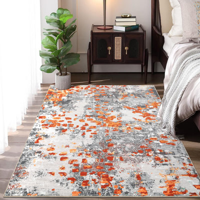 Tapis moderne et coloré abstrait, tapis lavable pour chambre à coucher et salon