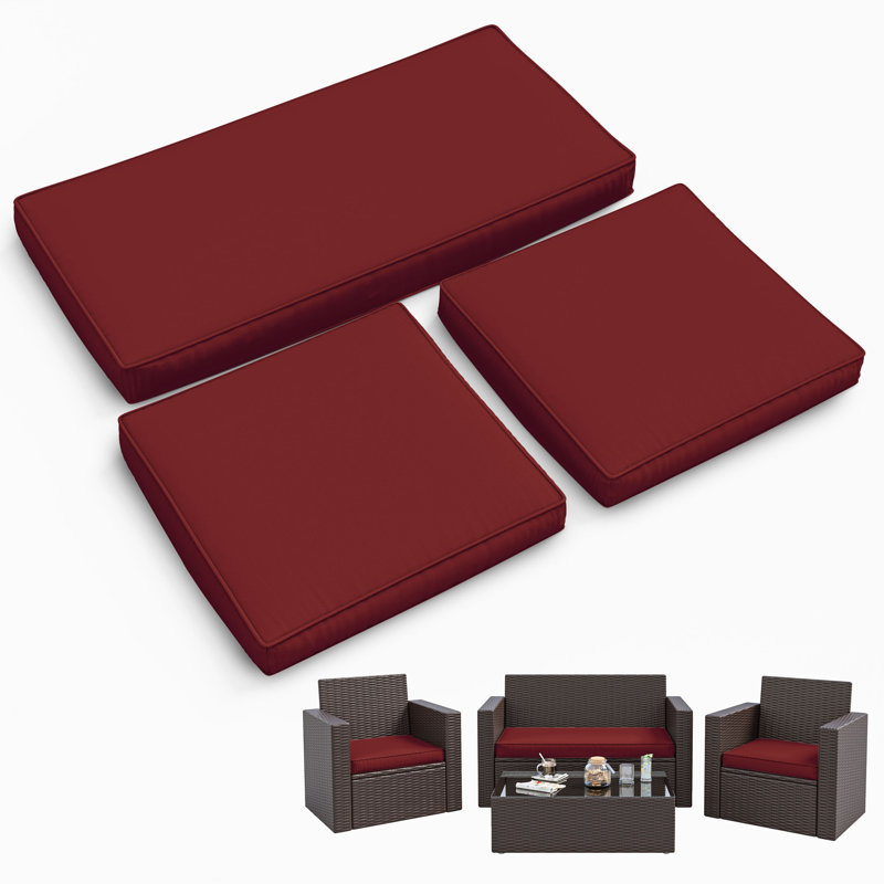 3-Piece Outdoor Seat Cushion Set, Red