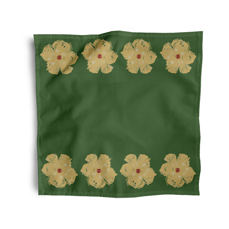Cleothis Painted Flower Napkins, Yellow/Green