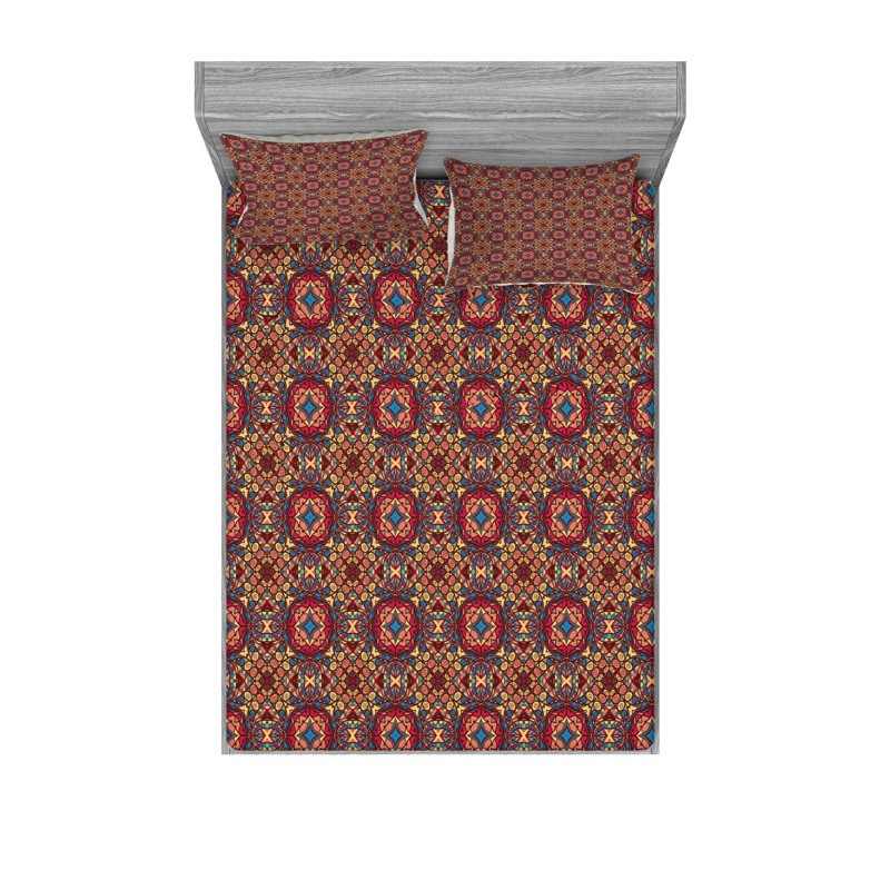 Microfiber Paisley Sheet Set, Queen Sheet Set with Fitted Sheet
