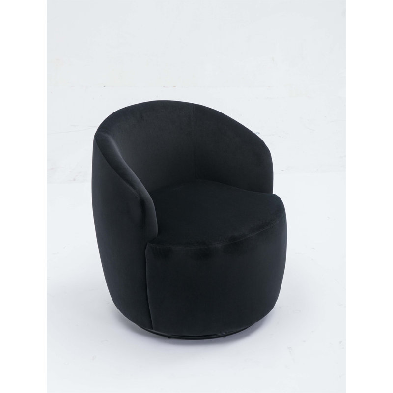 Fabric Swivel Accent Armchair Barrel Chair With Powder Coating Metal Ring, Teal Velvet