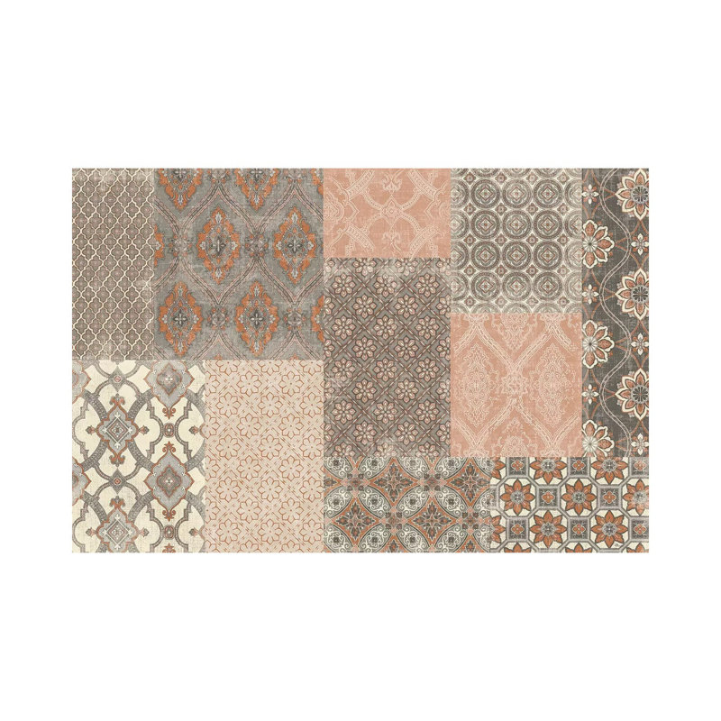 Venetian Patchwork I Orange Grey 1 Piece Wall Art on Canvas, 20.32cm H x 30.48cm W x 1.91cm D, Wrapped Canvas