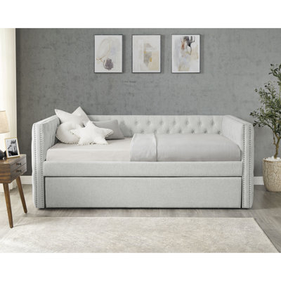 Luxurious 1Pc Modern Daybed Button Tufted Nailhead Trim Bedroom Living Room Furniture