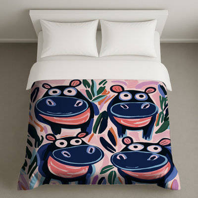 Dessin de hippopotames avec housses de couette