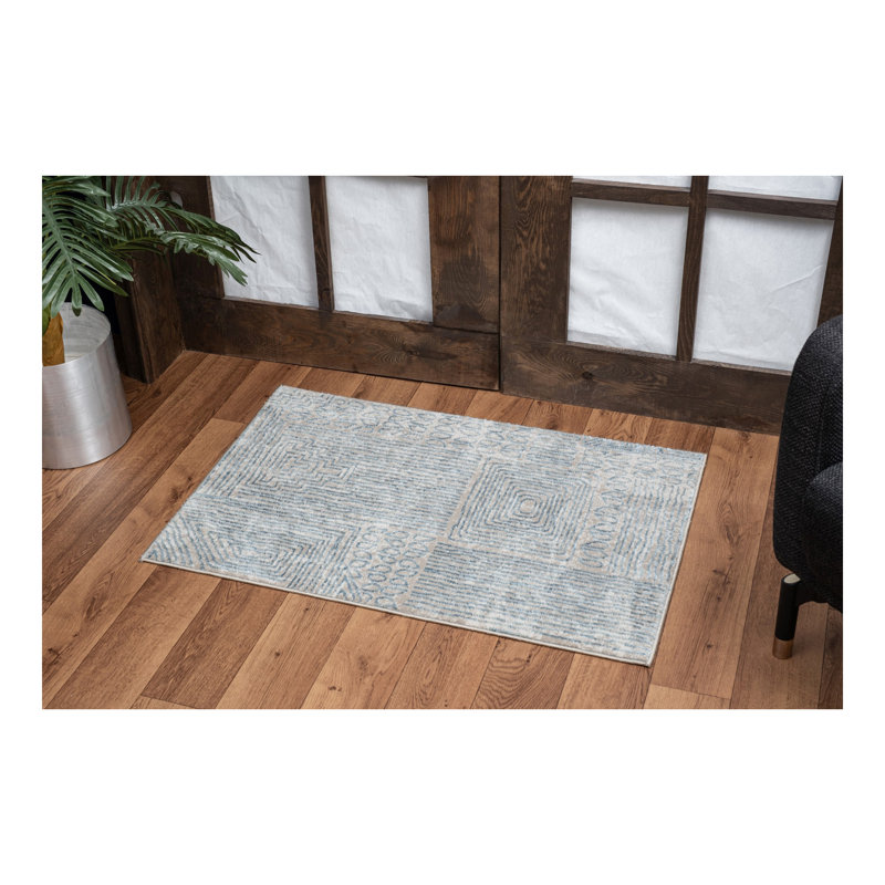 Tapis bleu 2 pi 7 po x 7 pi 3 po Elegance
