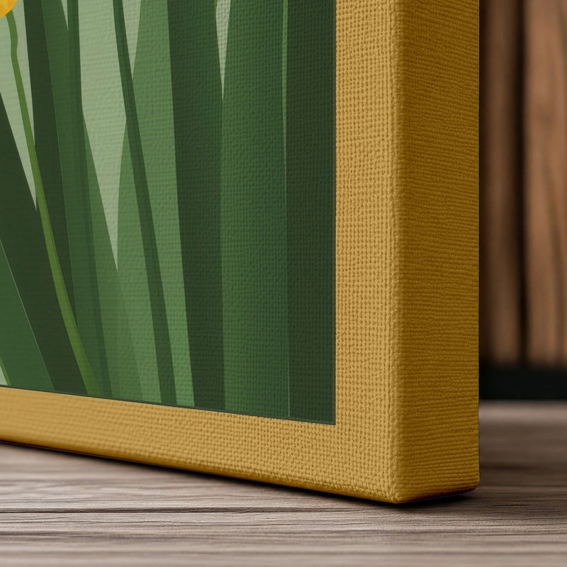 White Flowers Rising Botanical - Wrapped Canvas, 30x20 - 76.2 x 50.8 cm, Ochre Border