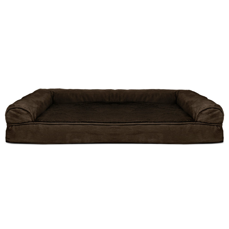 Plush & Suede Memory Foam Sofa Style Pet Bed, Espresso, Jumbo (40" W x 32" D x 8" H)