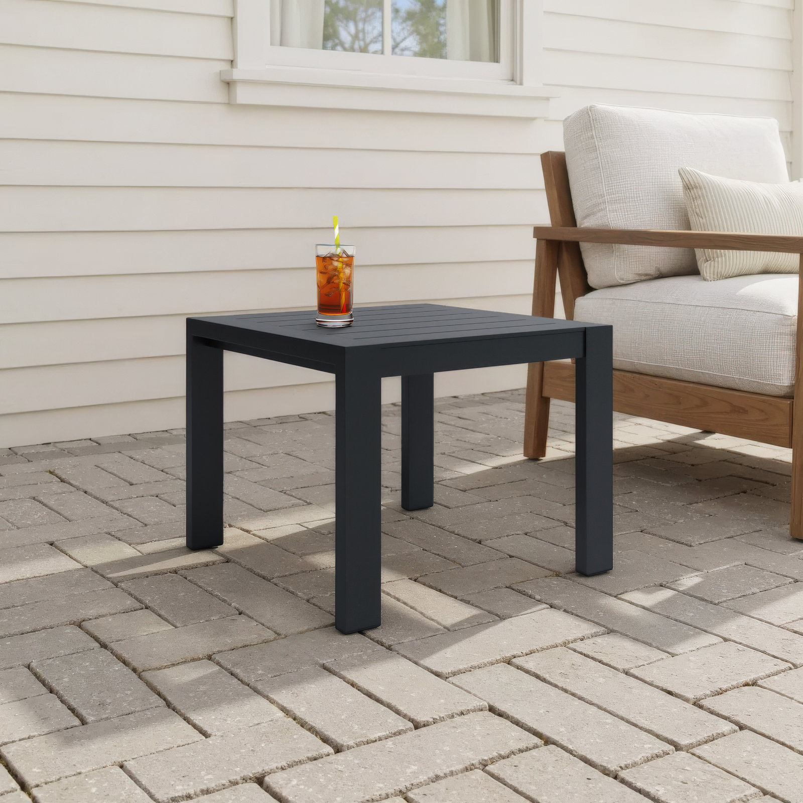 Jayton 22" Patio Side Table, Black