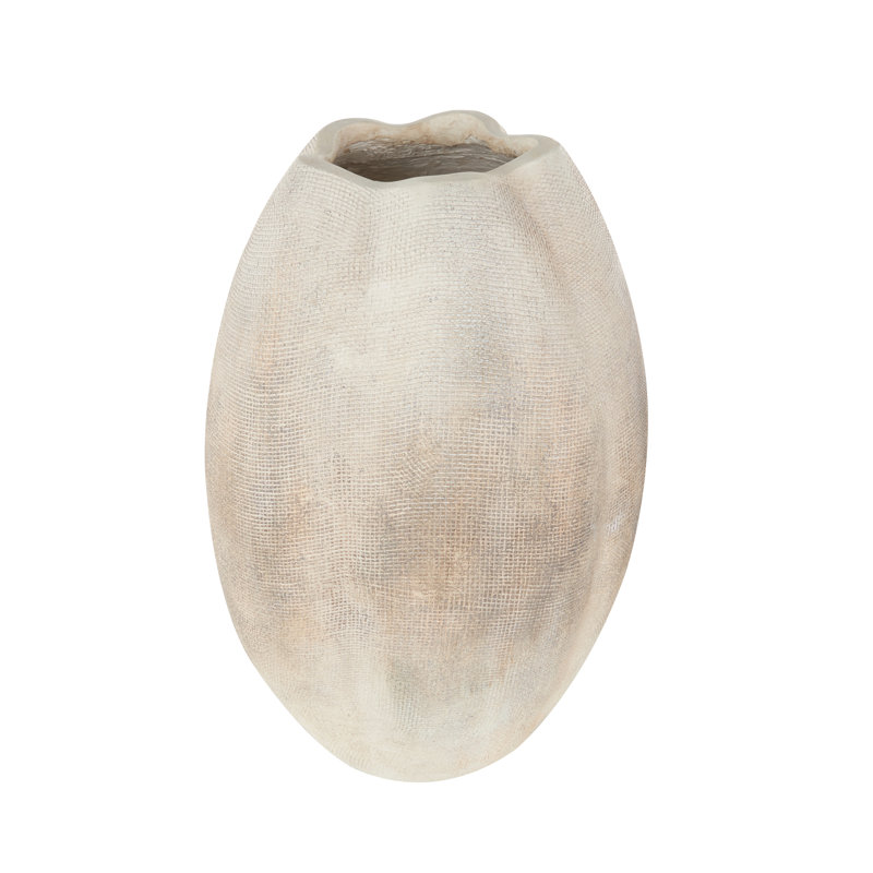 Cole And Grey Magnesium Oxide Antique Decorative Vase With Checkered Patterns, 20.45" H x 13.85" W x 13.85" D