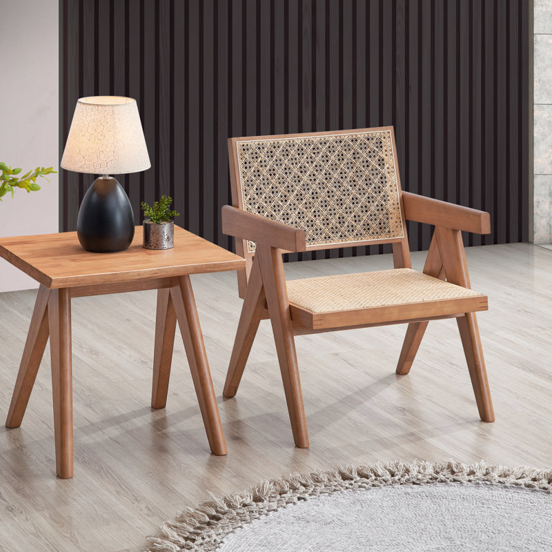 Table de bout décontractée de style Mid-Century décontracté et élégant avec finition naturelle