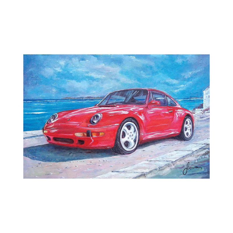 "Carrera S" de 1990 par Sinisa Saratlic - peinture sur toile tendue, H 12 po x l 18 po x 1,5 po