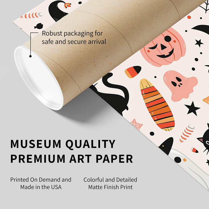 «Holiday Halloween Pumpkin Ghost», reproduction d'art moderne sans cadre IV, H 10 po x l 8 po