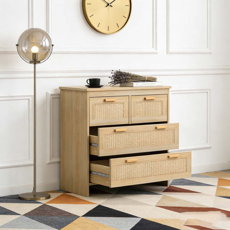 Commode 4 tiroirs en rotin