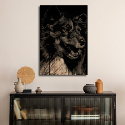 Reproduction d'art mural en bois - Grattoir canin X par Julie T. Chapman
