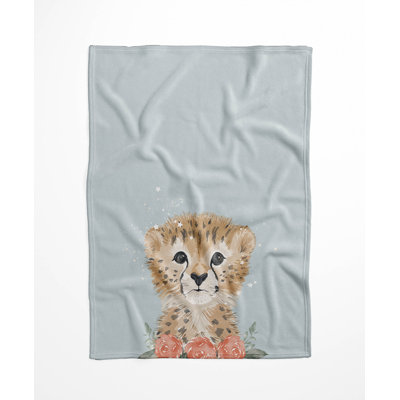 Lil Leopard Sage Velveteen Fleece Blanket