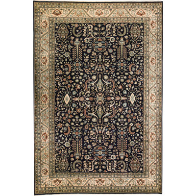 Tapis noir de haute qualité noué à la main