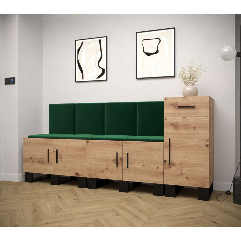 Aftonshire Hallway Set with Storage Bench and Shoe Storage, Brown/Green
