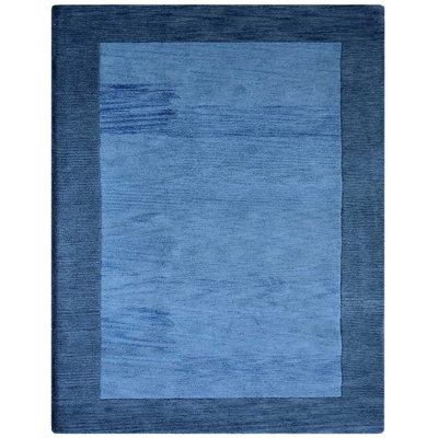 Helena Hand Tufted Wool Eco-Friendly Area Rugs - Square, Blue Color, Contemporary Modern Design, High Pile Thick Handmade Anti Skid Area Rugs for Living Room, Bed Room