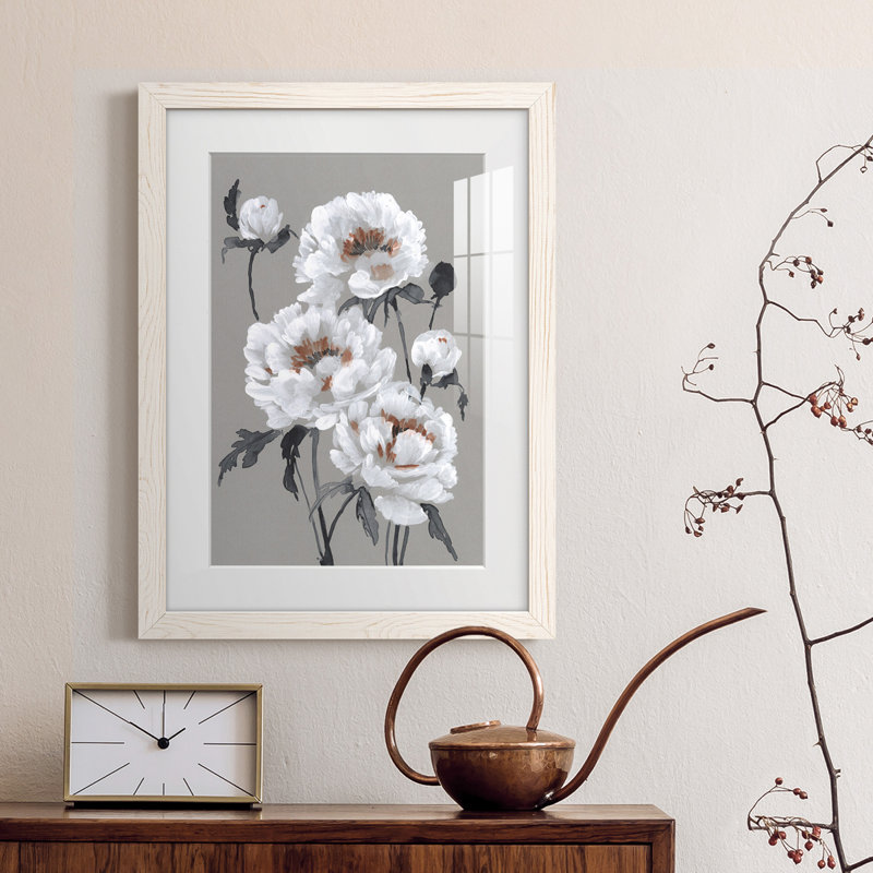Peony Profusion I - Peinture avec cadre, Cadre blanc, H 24 po x l 20 po x P 1 po