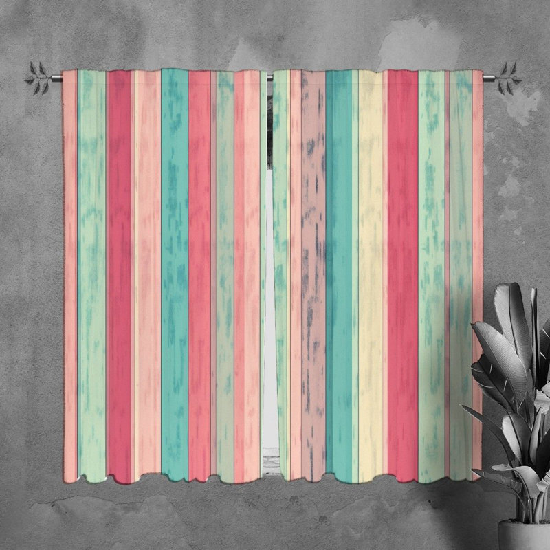 Tanica Room Darkening Curtain Pair, 20" W x 82" L, Pink/Turquoise