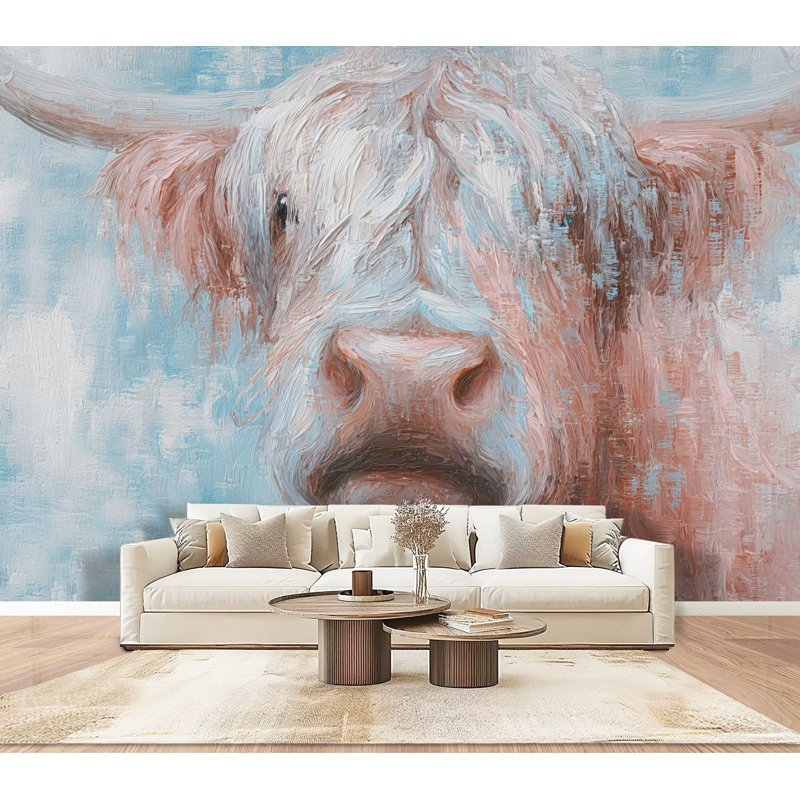 Papier peint adhésif peler et coller Highland Cow