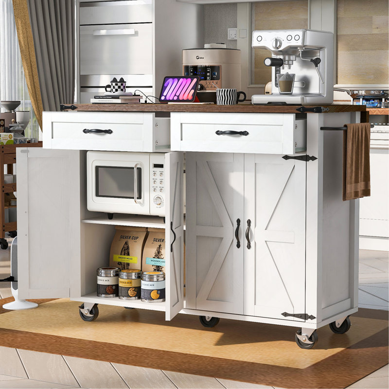 Îlot de cuisine de ferme polyvalent avec de multiples fonctionnalités pour une fonctionnalité améliorée, Blanc