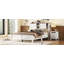 Lit plateforme Farmhouse avec porte de grange coulissante double, lit en bois rustique avec station de charge, support à lattes de bois-1252180543-1252180542