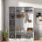 4-in-1 Tall Modern Hall Tree With Shoe Storage,  Cabinets, Coat Hooks, Metal Handles And Adjustable Shelves-2091454612