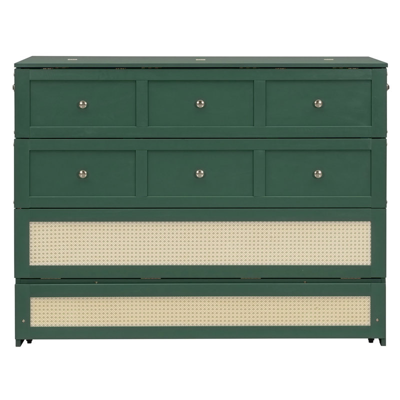 Lit escamotable avec grands tiroirs Murphy, Full / Double, Green