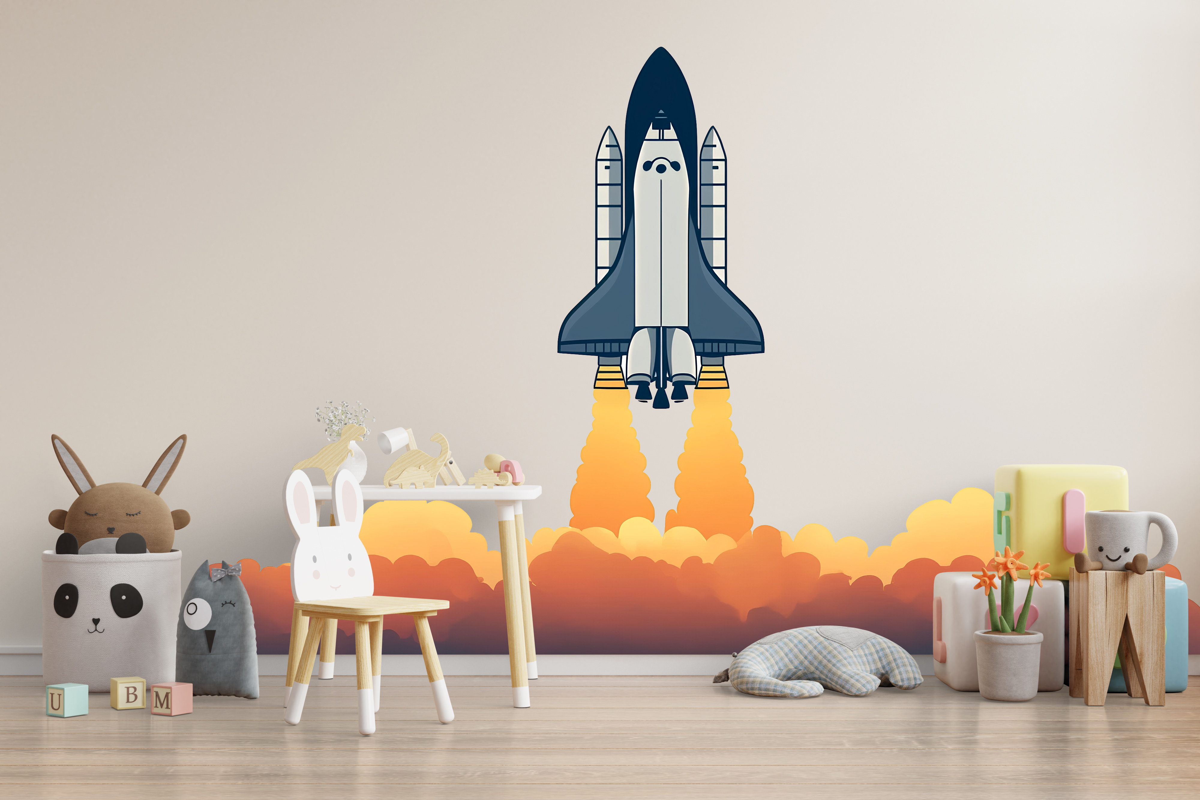 Trinx Rocket Ship Wall Art, Space Nursery Decor, Kids Rocket Room Art ...