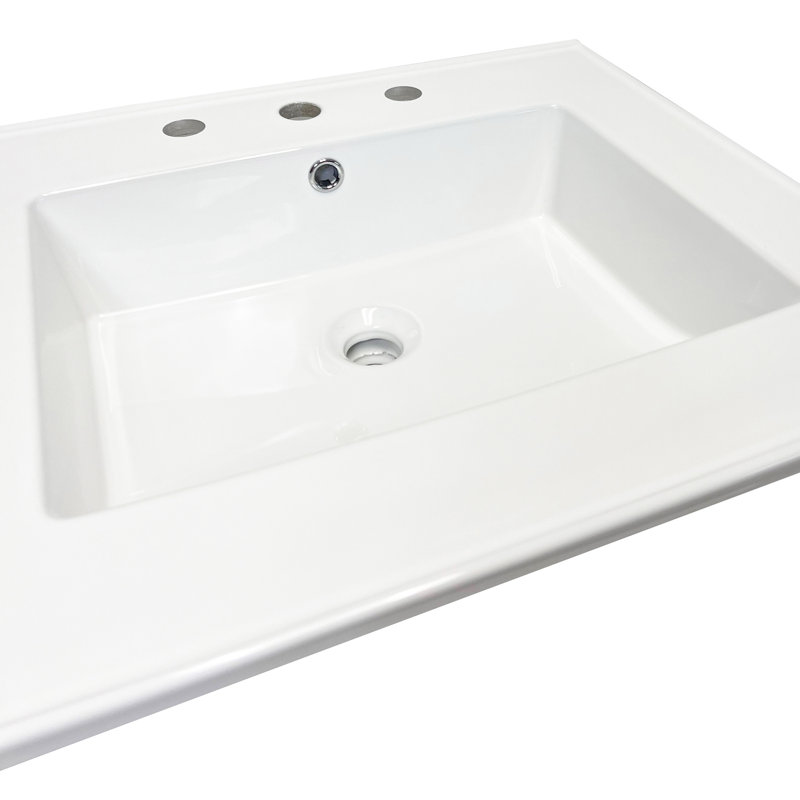 Lavabo en porcelaine vitrifiée avec trou pour robinet, Centres de 8 po